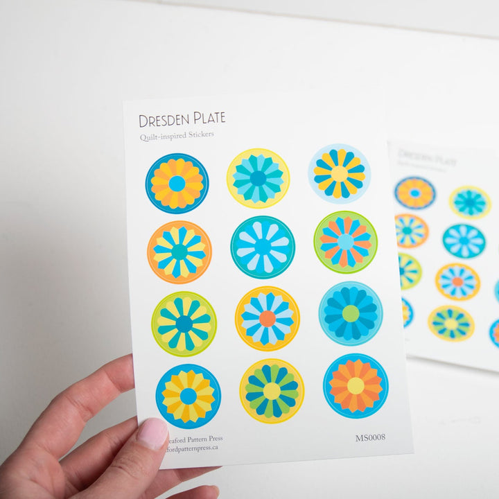 Dresden Plate Quilt-Inspired Sticker Sheet - 12 Stickers