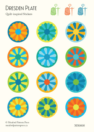 Dresden Plate Quilt-Inspired Sticker Sheet - 12 Stickers