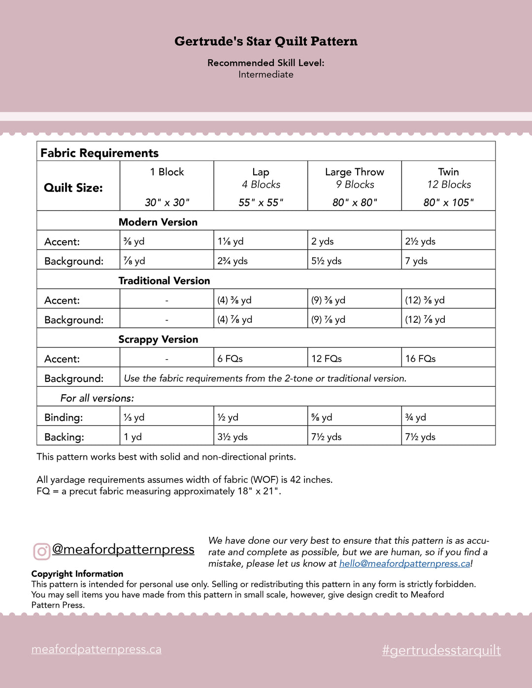 Gertrude's Star Quilt Pattern - pdf