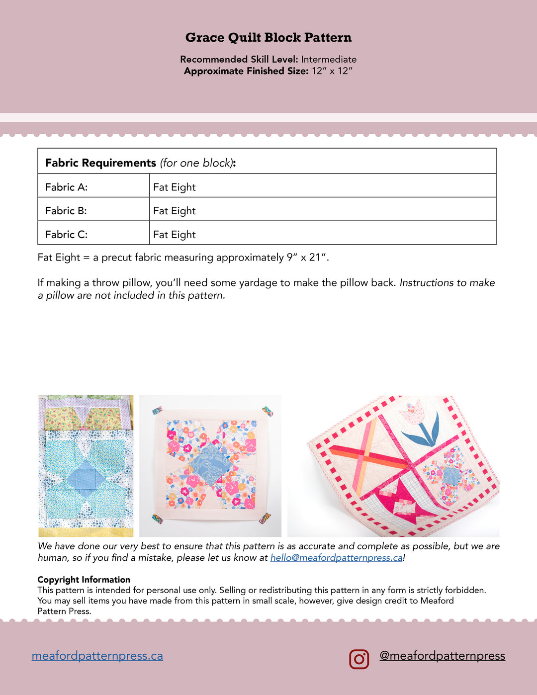 Intermediate Quilt Block Pattern