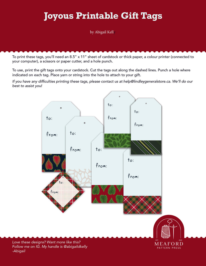 Joyous Christmas Gift Tags Printable - pdf
