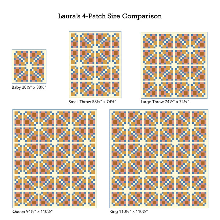 Laura's 4-Patch Quilt Pattern - printed