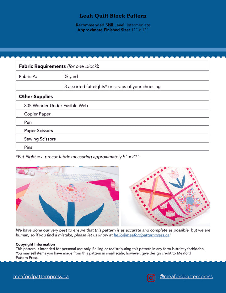 Leah Appliqué Quilt Pattern