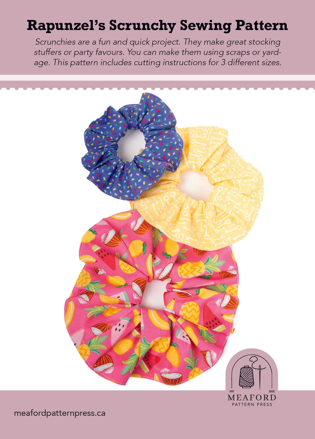 Rapunzel's Scrunchy Sewing Pattern - printed