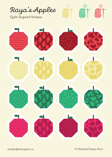 Raya's Apples Quilt-Inspired Sticker Sheet - 16 Stickers