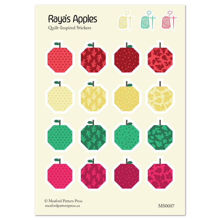 Raya's Apples Quilt-Inspired Sticker Sheet - 16 Stickers