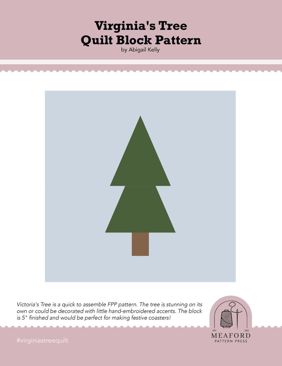 Virginia's Tree FPP Quilt Block Pattern - pdf