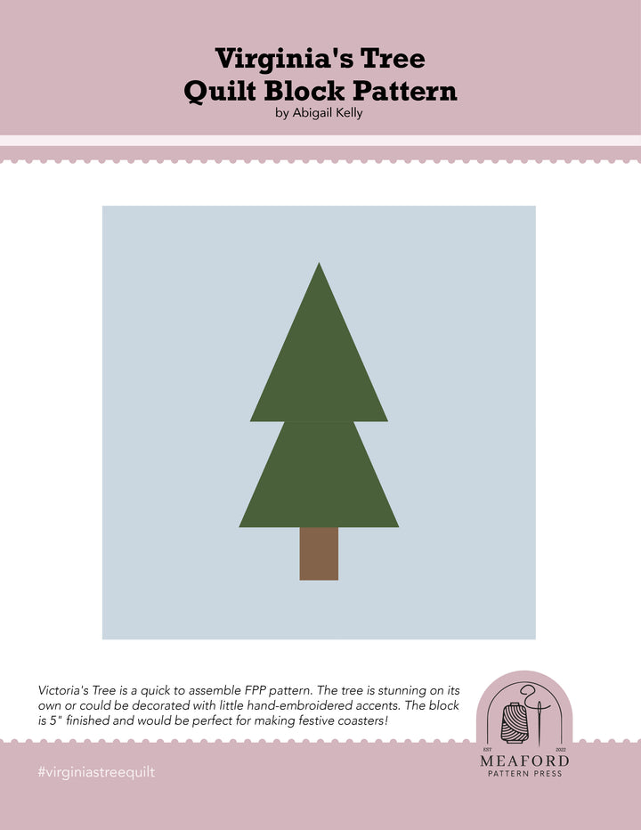 Virginia's Tree FPP Quilt Block Pattern - pdf
